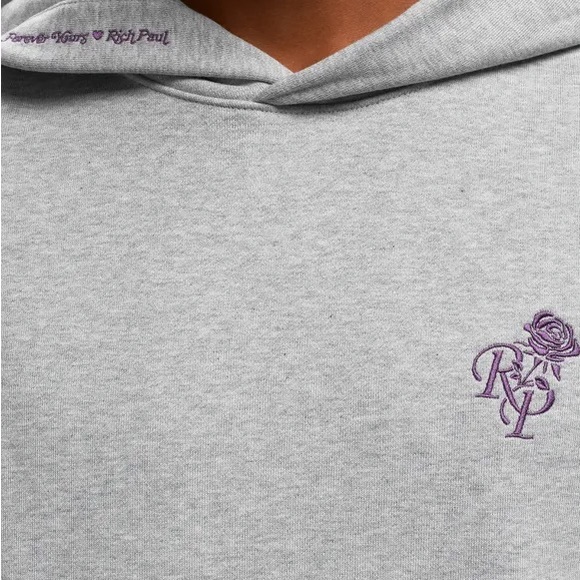 New Balance X Rich Paul Forever Yours Hoodie - Grey Heather / Purple Rose - Picture 6 of 12